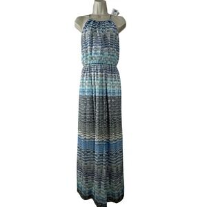 Lily Rose Women's Dress Cream Striped Sleeveless Slit Y2K Summer Maxi Size‎ XS